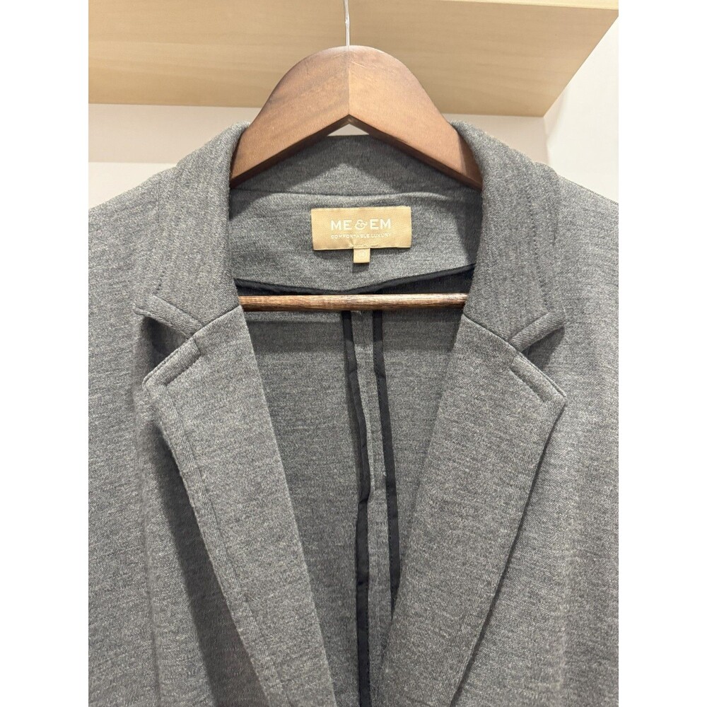 ME+EM Womens 14 Gray Single Button 100% Wool Comfortable Luxury Blazer Jacket - Picture 3 of 9